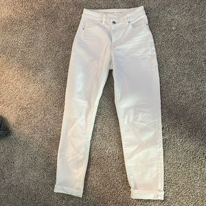 American Eagle White Adjustable Waist Jeans Straight Legged